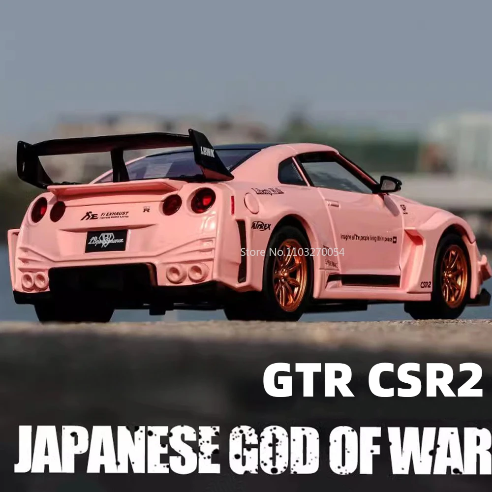 

Модель спортивного автомобиля GTR CSR2 1/24, игрушки, литые под давлением из сплава, высокая имитация, передача звука автомобиля и искусственное украшение, подарок для мальчика