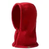 Thickened Wool Knit Hood Hat Warm with Zipper Neck Warmer One-Piece Design Ear Protection Snow Beanie Cap Winter Outdoor