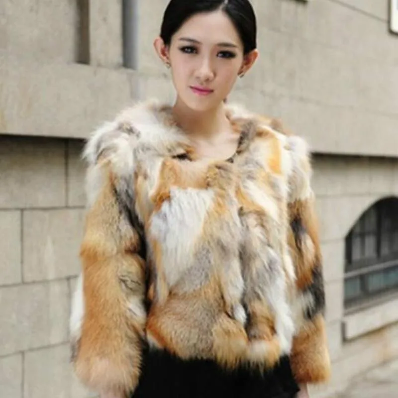 Winter Fur Coat for Women Short 100% Genuine Fox Fur Jacket Warm Coat Female Outdoor Casual REAL FUR Coat Tops