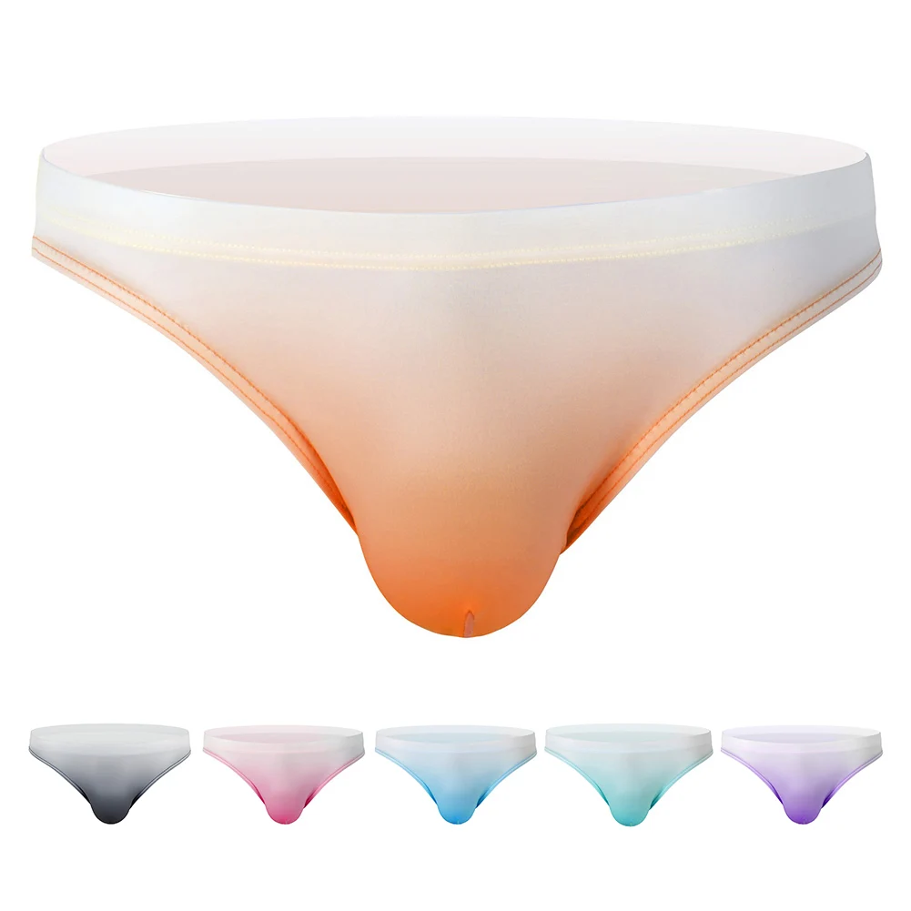 

Mens Sexy Briefs Thongs Lingerie Underwear G-strings Bikini Gradient Color Underpants Soft Pouch Middle Waist Panties Shorts