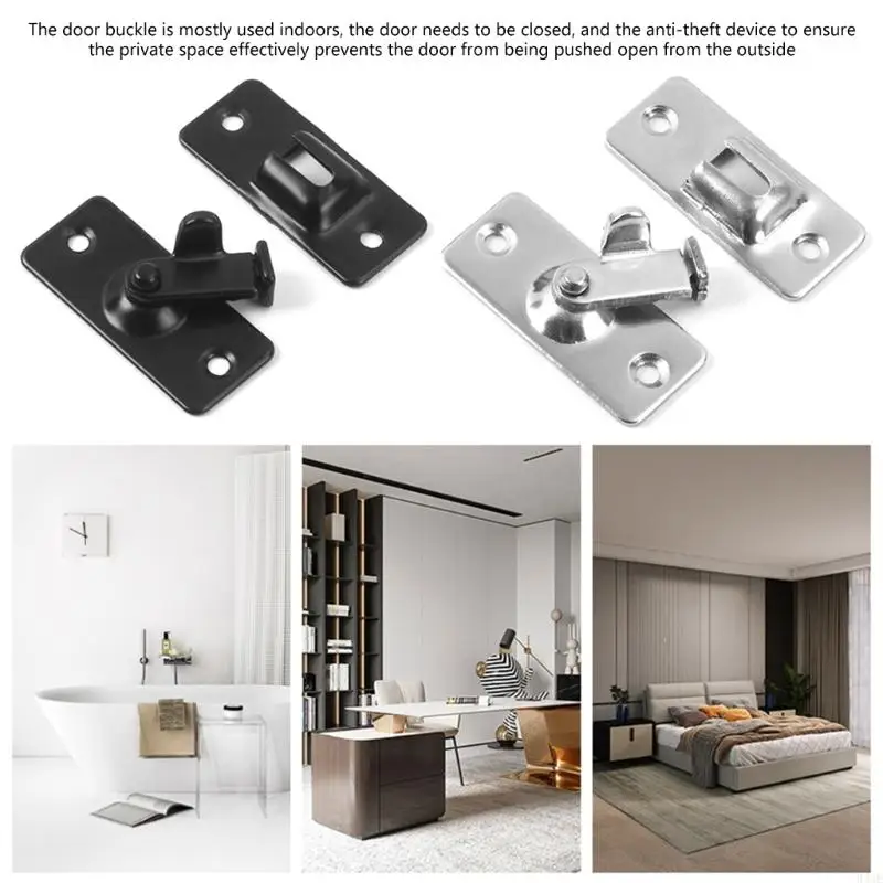 3pcs Small Stainless Steel Door Latches 90 Degree Slide Lock Accessory for Indoor and Outdoor Use with Screws