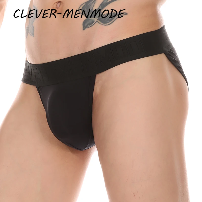 Men's Sexy Open Crotch Sheer Briefs Ice Silk Breathable T Back Underwear Jockstrap Rear Empty Panties Men Bikini