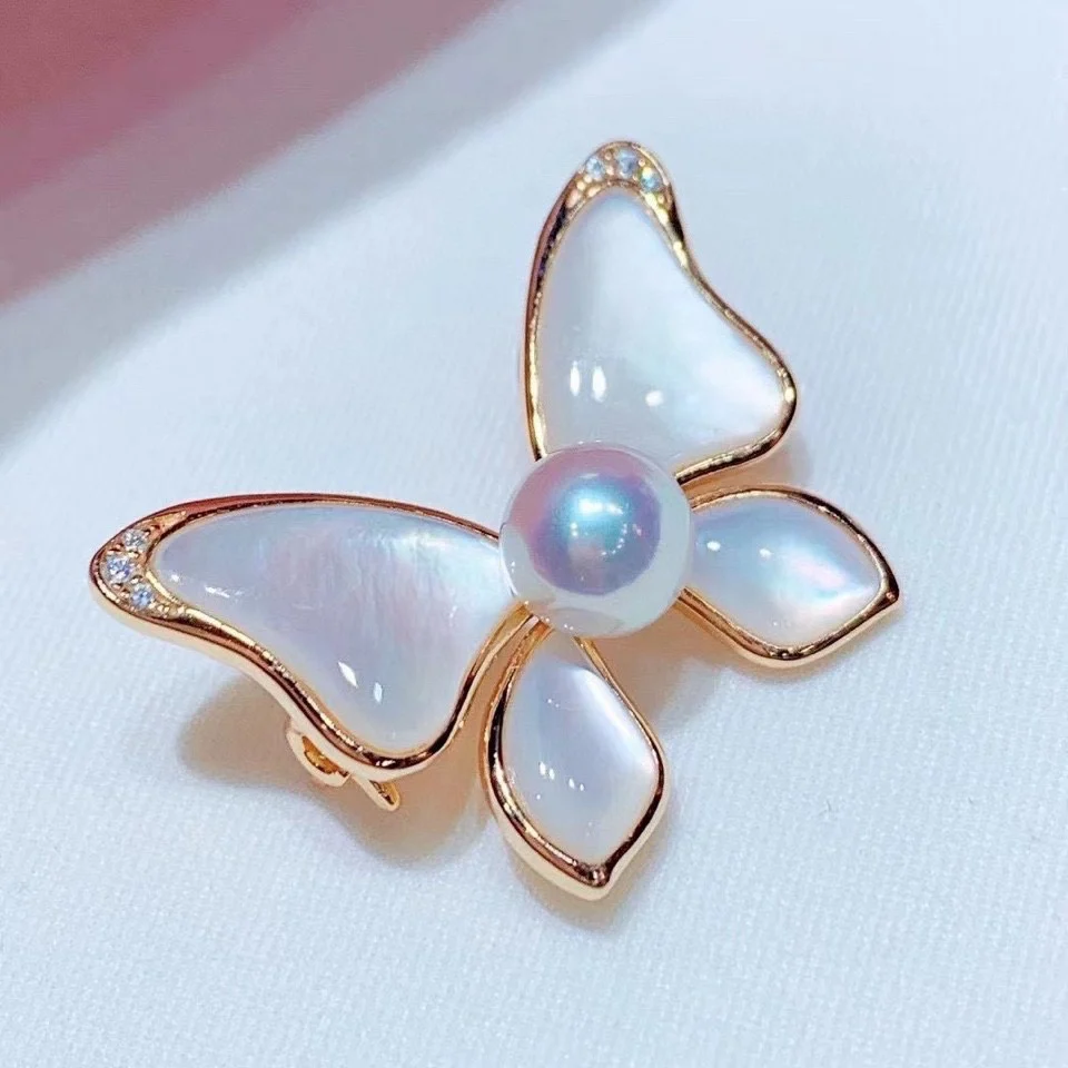 

Natural Freshwater Pearl Butterfly Breastpin Women Handmade DIY Pearl Brooch Jewelry Gifts