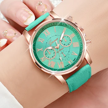 12pcs Women's Watch Set Bohemian Fashion Roman Face Analog Quartz Watch Small Fresh Forest Series Watch Set (Box Not Included) 2