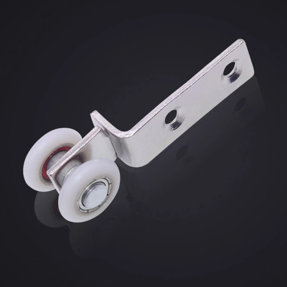 Bend Pipe Metal Bearing Pulley Block Two Plastic Wheel Sliding Door Window Cabinet 10Pcs sliding door roller sliding door pulley