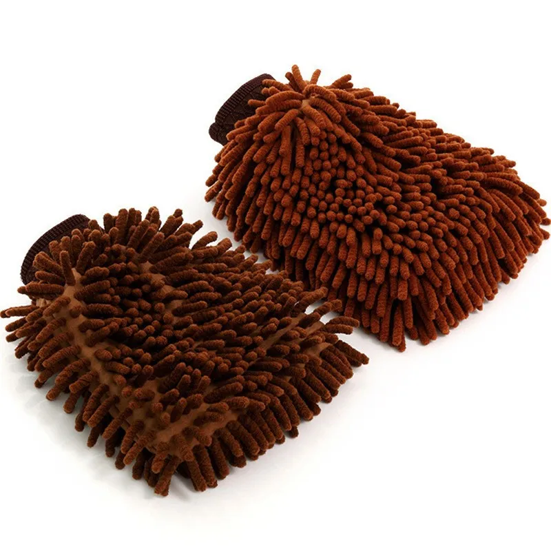 Hot sale 2 in 1 Ultrafine Fiber Chenille Microfiber Car Wash Glove Mitt Soft Mesh backing no scratch for Car Wash and Cleaning