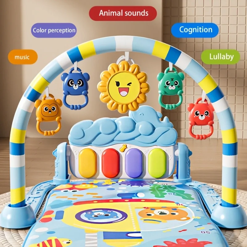 Tapis de jeu pour bébé, 1 ensemble de tapis rampant pour activités de fitness pour bébé avec jouets suspendus, tapis de jeu musical éducatif, vacances parfaites et B
