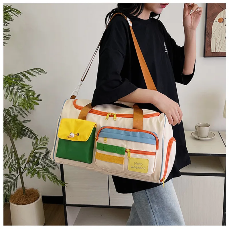 2024 New Women Color Leisure Sports Fitness Women Large Capacity Carrying Crossbody Luggage Bag Short Distance Business Travel