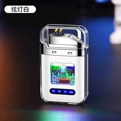 Windproof Rechargeable Electric Arc Lighter with LED Display and Touch Sensor (Waterproof white Arc)