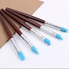 5Pcs Rubber Pen Tip Pen Eraser Multifunctional Wooden Handle Rubber Tip Brushes Multiple Pen Heads Clay Carving Pen 3