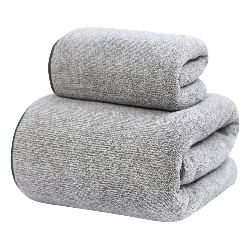 Grade 5A Antibacterial Bath Towel Bamboo Charcoal Fiber Towel Set Thickened High Density Towels Set Coral Fleece