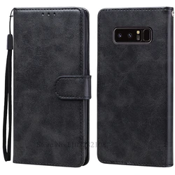 Leather Wallet Flip Case for Samsung Galaxy Note 8 - Stylish Protective Cover (Black)