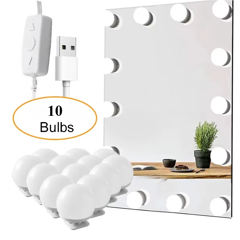 LED Detachable Bulbs Professional Makeup Mirror Lamp USB Power Cosmetic Mirror Light Hollywood Dressing Table Vanity Lights