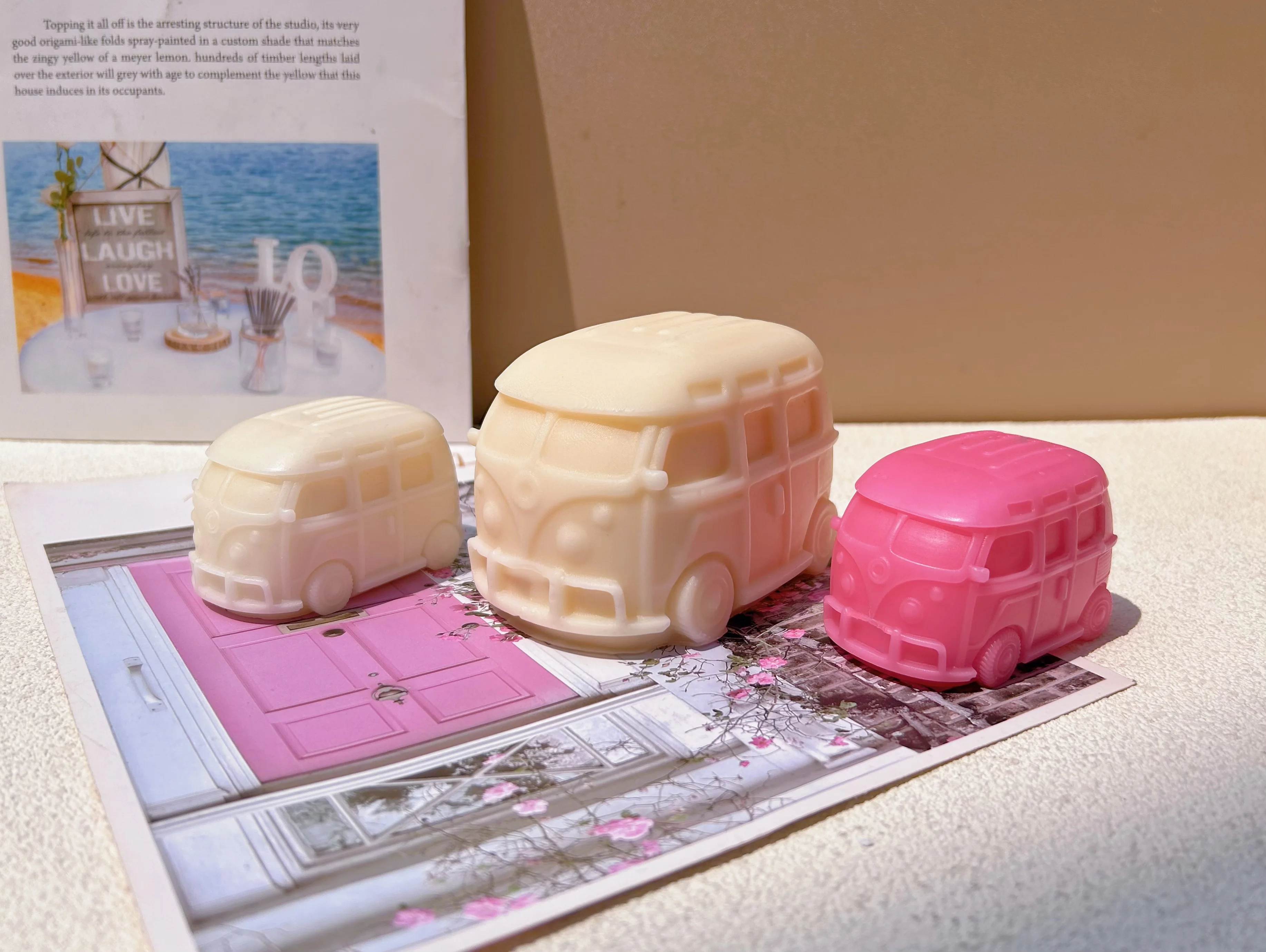 4 Stampi In Silicone Per Candele A Forma Di Autobus - Per Gesso, Resina, Sapone - Design Con Cuore - Multiuso