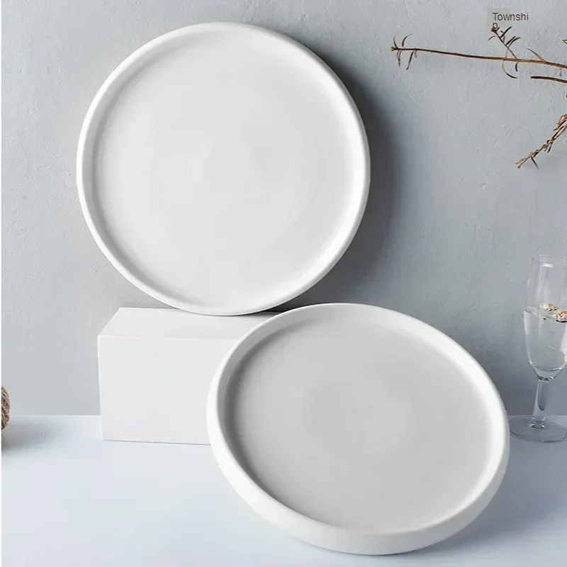 Ceramic Plate White Square Round Western Food Plate Dinner Plate Tableware Multifunctional Storage Tray Home Kitchen Supplies 4