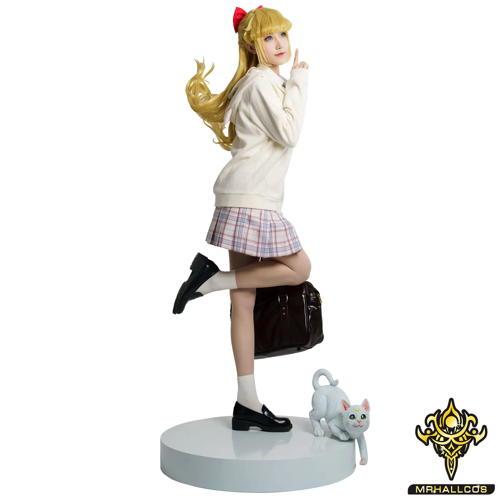 MRHALLCOS Anime Cosplay Sailor Venus Moon Minako Aino White Cat Artemis Jacket Costume Halloween Party Kid Adult Women Plus Size