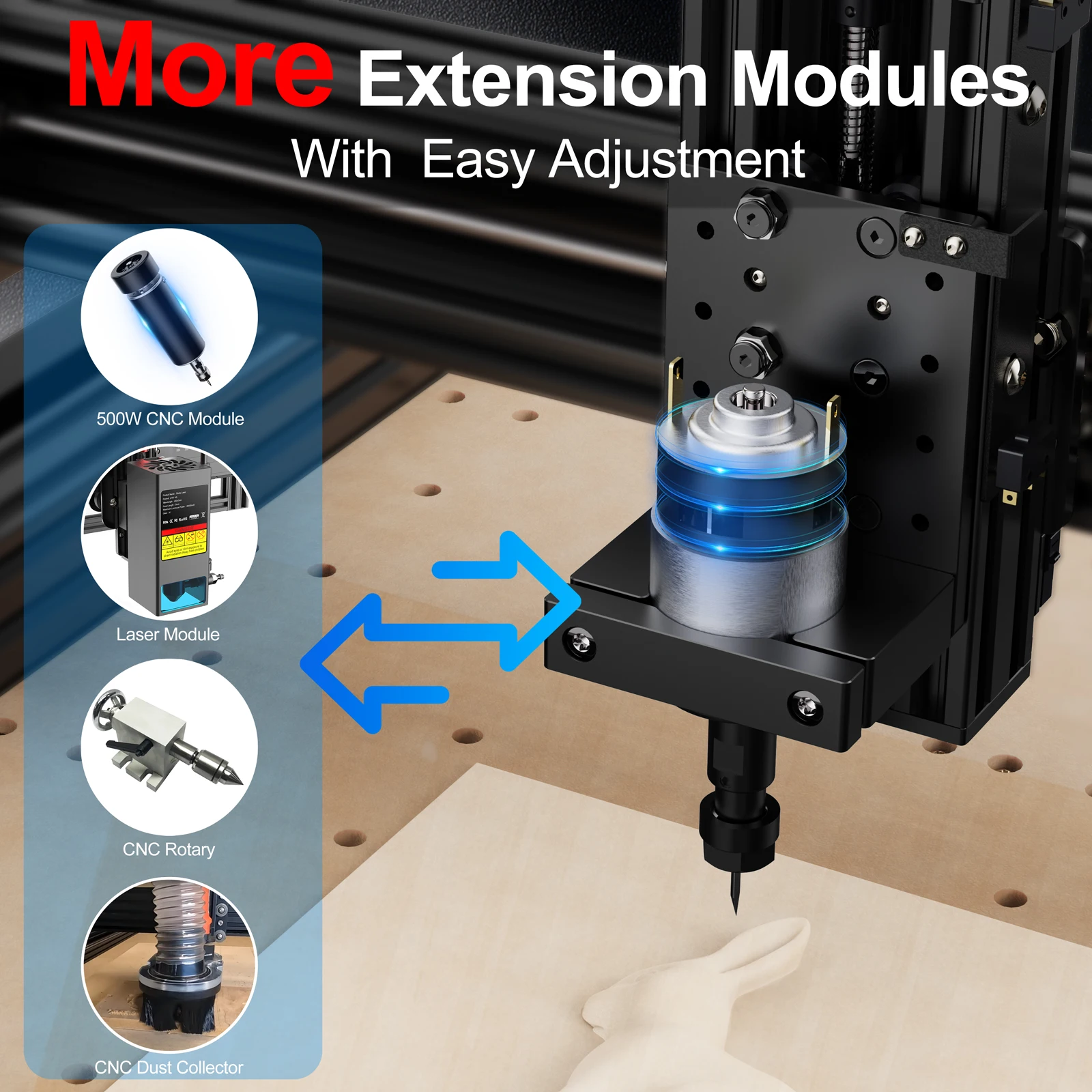 TwoTrees TTC450 Rotary 4th Axis CNC Wood Engraving Machine Laser Engraver Cnc Router For MDF PVC Epoxy Metal Carving Cutting