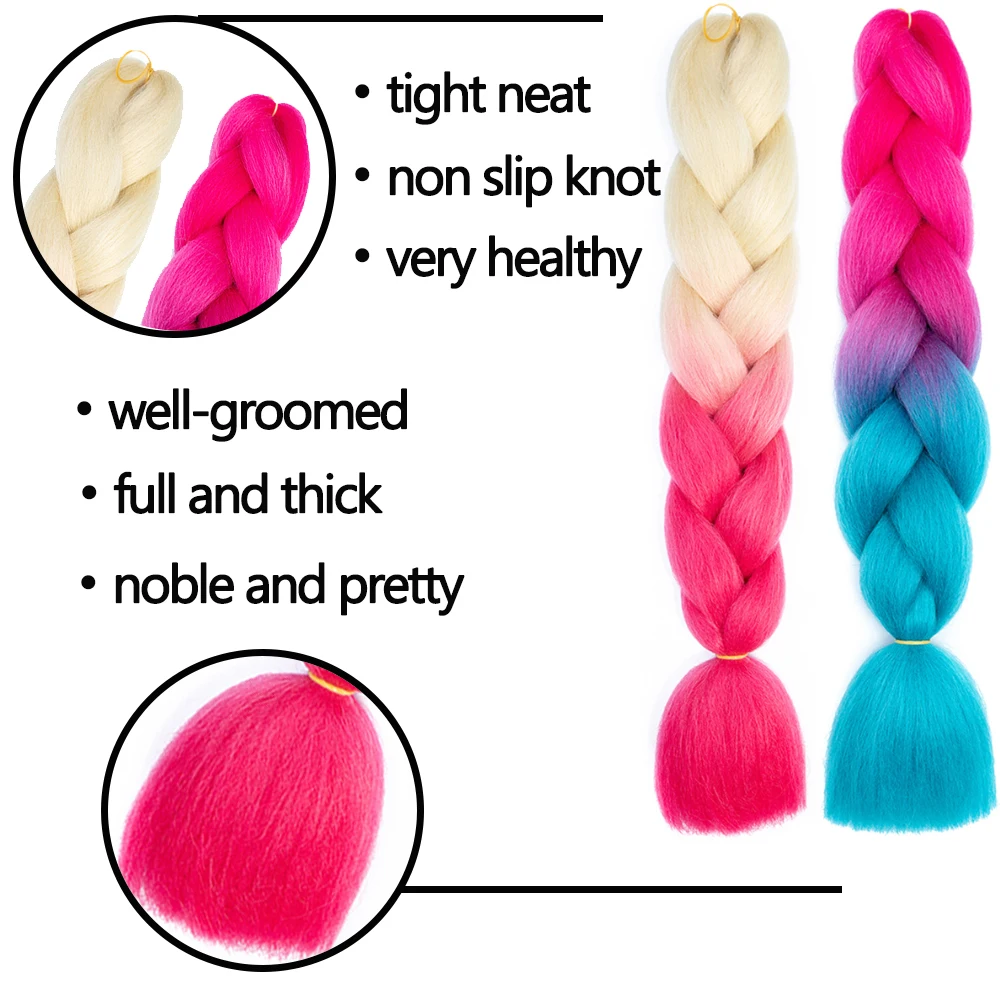 Synthetic Braiding Hair Ombre Braiding Hair Packs Jumbo Braid Hair For Women Wholesale DIY Hairstyle Blue Grey