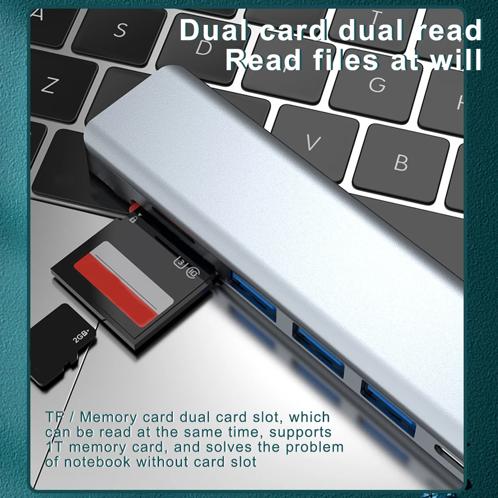 Coolcirc 7 In 1 Type C Aluminum Alloy USB HUB To HDMI-Compatible USB3.0/2.0 Adap