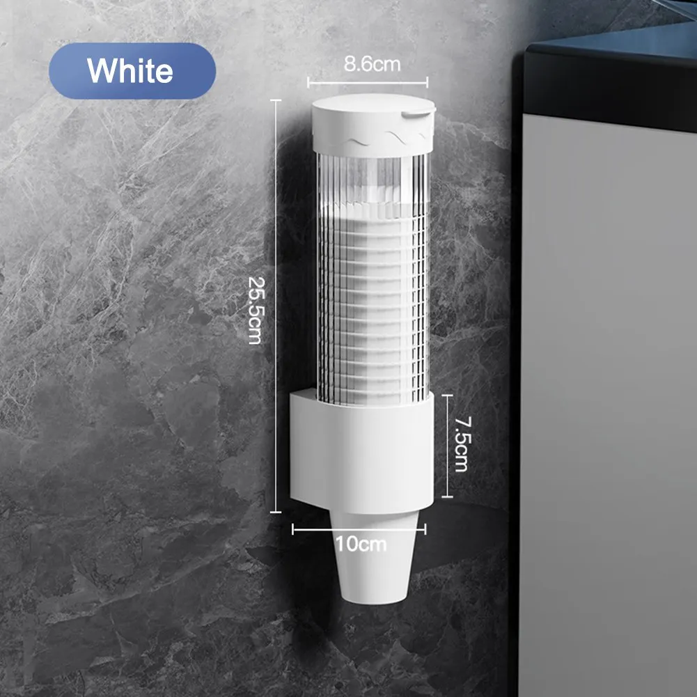 Dispenser Automatically Drop Cup Remover Wall Mount Pull Type Water Cooler Cup Holder With Flip Cap Household Accessories