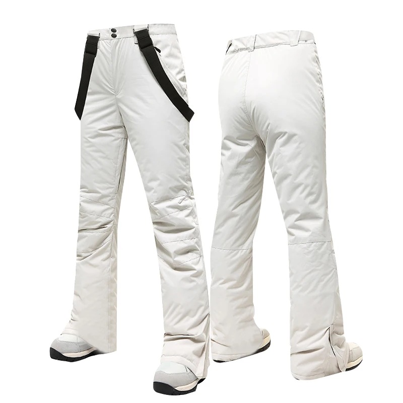 Dames Winter Warme slanke donsbroek Dikkere hoge taille Winddichte warme broek Sneeuwski-wandelbroek (Color : White, Size : L