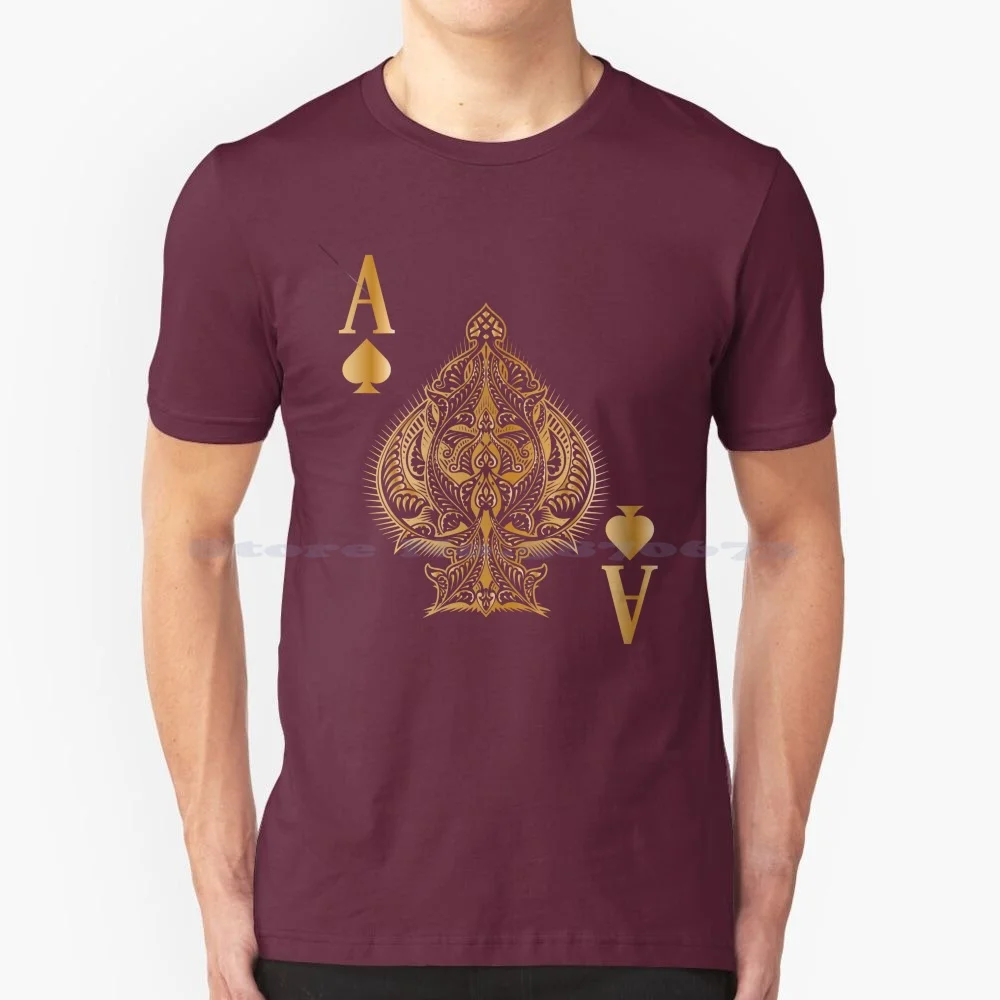 Picche Poker Ace Casino T Shirt 100% Cotone Tee Casino Game Gambling Hold Em Poker Face All In Vegas Poker Player Money Royal