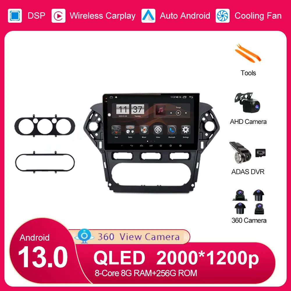 

Android 13 1280*720 IPS Car Radio Multimedia Player For Ford Mondeo 4 2010 - 2014 Video Navigation GPS No 2Din 2 Din DVD