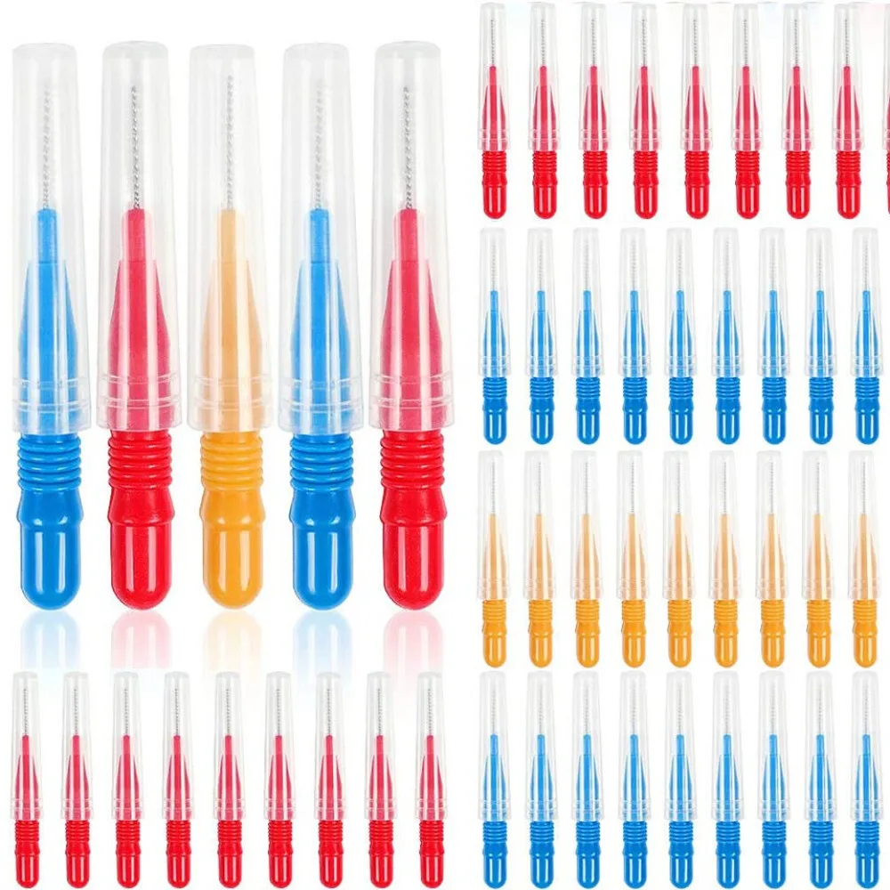 20 개/대 크리 에이 티브 플라스틱 치간 칫솔 구강 위생 치아 깨끗한 이쑤시개 치과 교정 치실 스틱 구강 관리