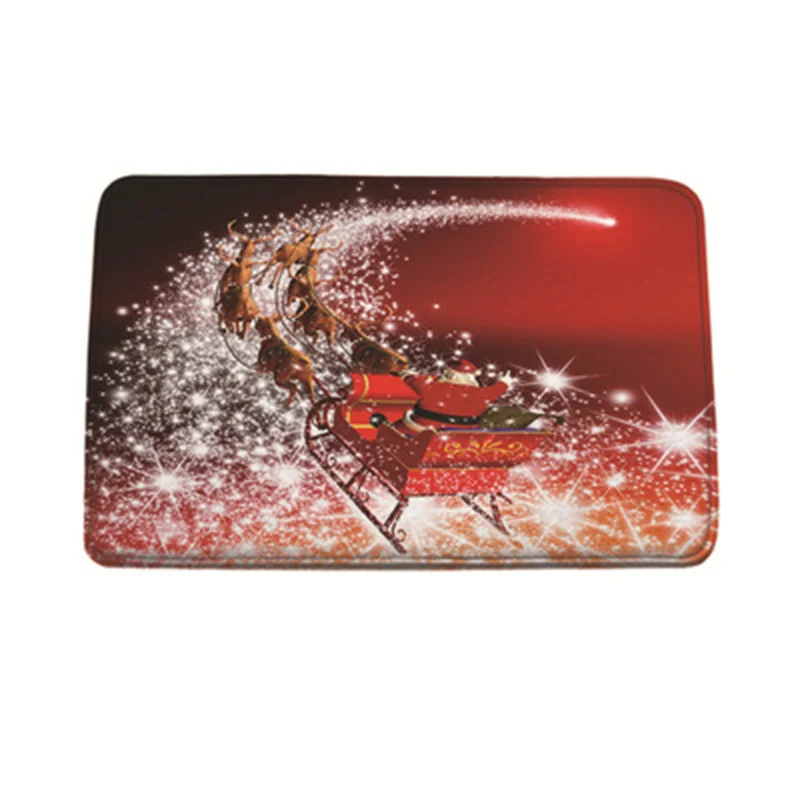 Christmas Elk Floor Mat Santa Welcome Home Anti-Slip Door Mat Polyester Kitchen Bathroom Decor Merry Christmas Decoration