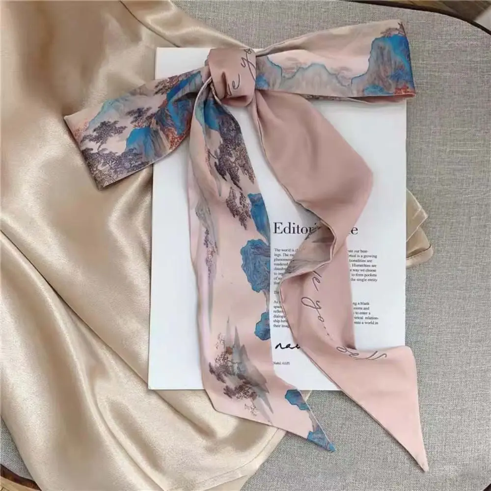 Französisch Schal Schmetterling Krawatte Haar Retro chinesischen Stil Öldruck Haarband Schal Frauen Hals Krawatte Tasche Kopftuch Blumen bänder – Detail 18