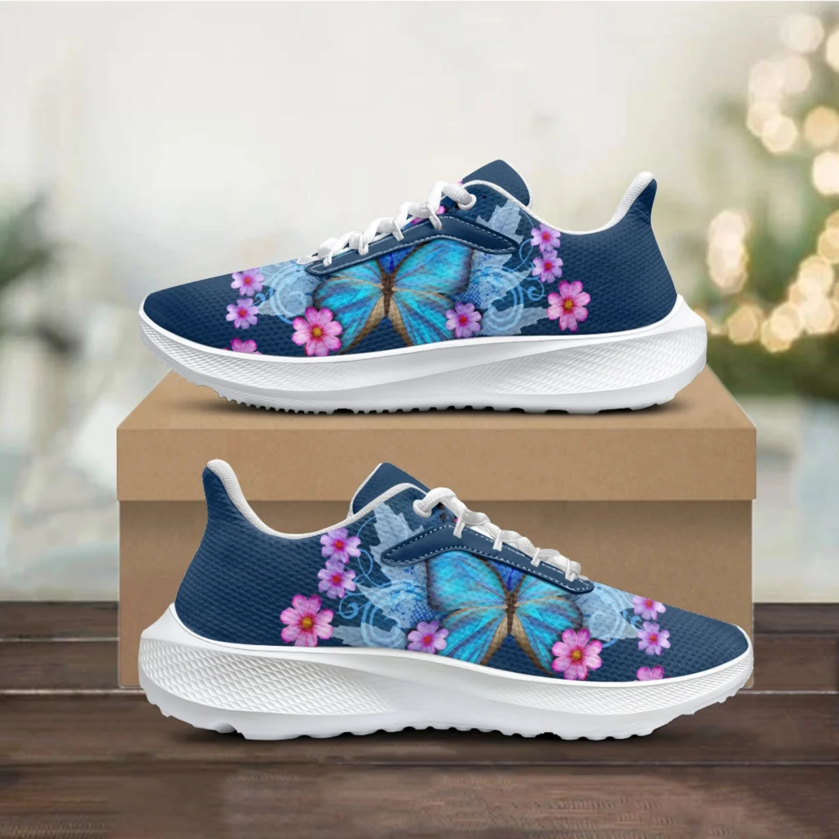 

Butterfly Flower Pattern Female Spring Autumn Tennis Shoes Absorption Lightweight Breathable Running Sneakers Tenis Masculino