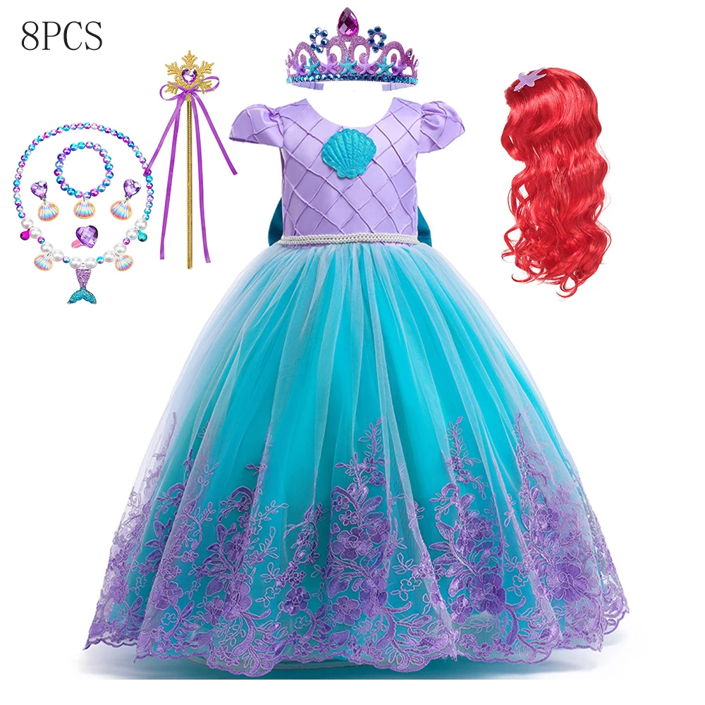 thumbnail image 1 of Vestido de baile de sirena de Disney para niña, disfraz de Ariel con luz LED, disfraz de princesa para fiesta de cumpleaños de lujo para niños, 1 of 5