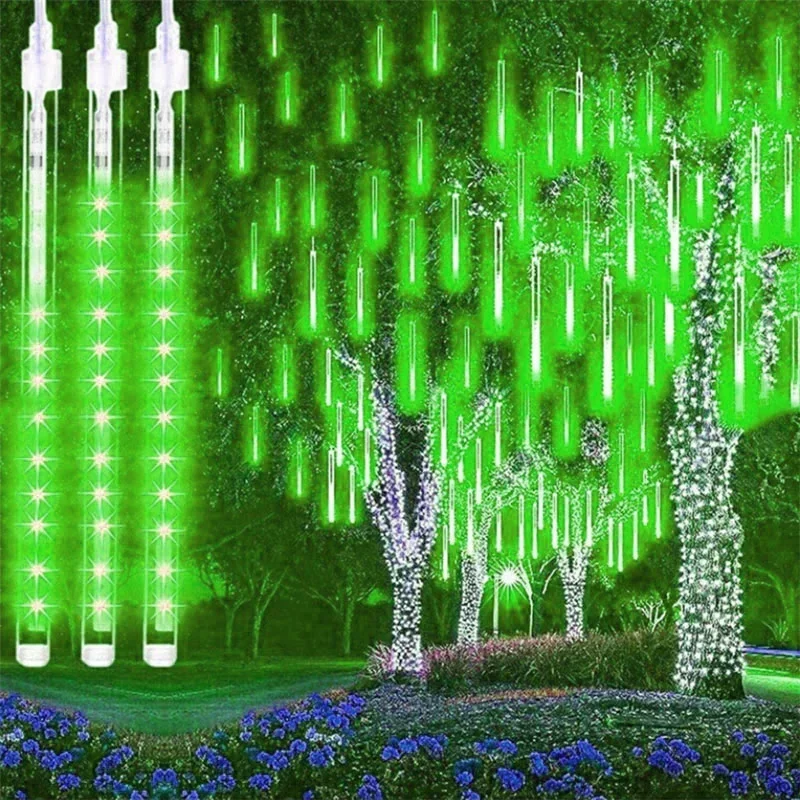 thumbnail image 1 of Juego de 1/2/3/4 luces de cadena con forma de lluvia de meteoritos, guirnaldas de hadas para la calle, decoraciones para árboles de Navidad para exteriores, luces de jardín para Año Nuevo, 1 of 5