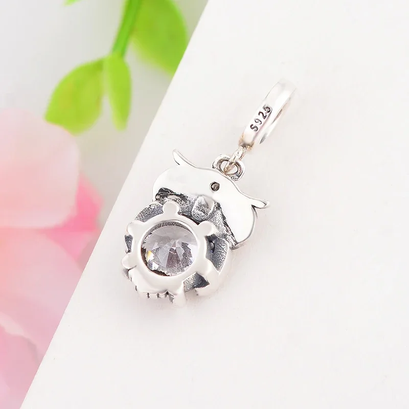 100% 925 Sterling Silver Charming Owl Pendants Beads fits Original Pan Charms Bracelet Bangle DIY Animal Jewelry Buho 3