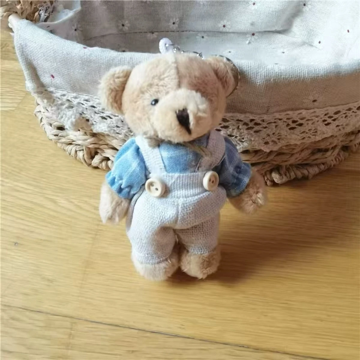Bear keychain 10cm with changeable clothes interactive plush toy for bag car decor