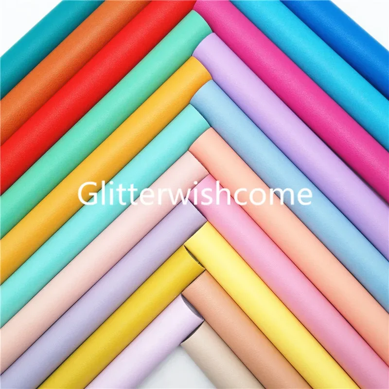 Glitterwishcome 21X29CM A4 Size Nappa Soft Plain Synthetic Leather, Faux Leather Fabric Sheets for Bows GM3039A