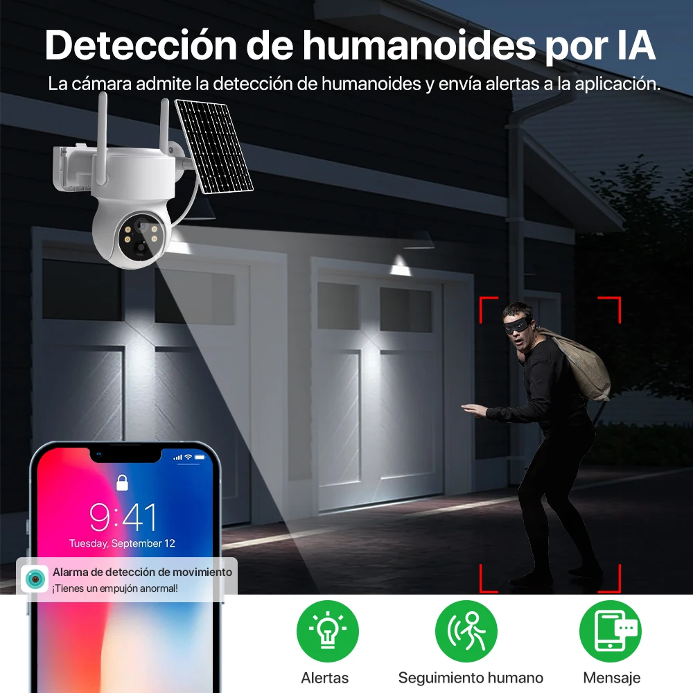 Xiaomi Cámara PTZ WiFi Exterior IP Solar 4MP Zoom 10X Batería iCsee - Image 3