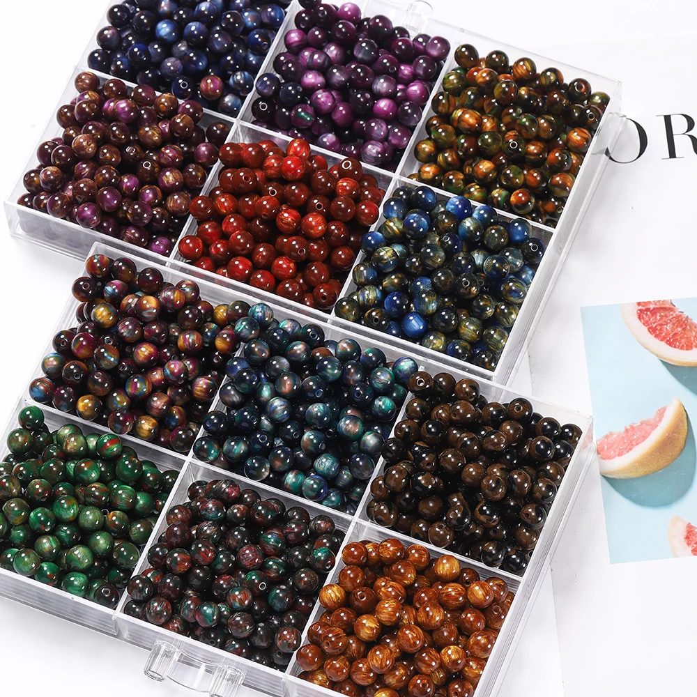 Glitter Cat Eye Resin Beads - Round Loose Beads
