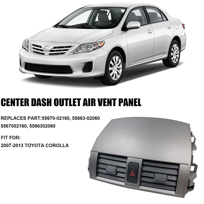 Car Center Dash A/C Outlet Air Vent Panel With Emergency Switch For Toyota Corolla 2008-2013 55670-02160 55663-02060