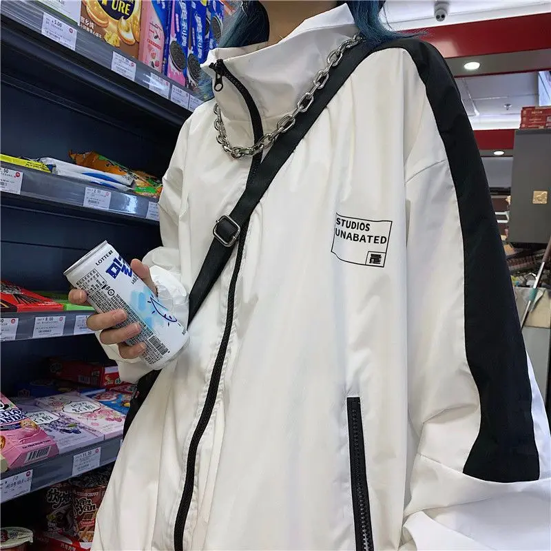Deeptown Harajuku Jacket Women Oversize Japanese Zipper Windbreaker Y2k Streetwear Kpop Track Jackets Goth Style Korean Fashion