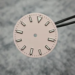 Enameled Watch Dial with Green Luminous Face - 28.5mm (Pink)