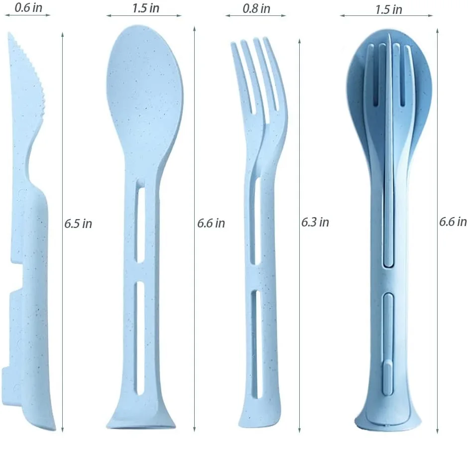 Travel Utensil Set with Case, 4 Sets Wheat Straw Reusable Spoon Knife Forks  Tableware, Eco Friendly Non-toxin BPA Free Portable Cutlery for Travel  Picnic Camping or Daily Use 4 Pcs