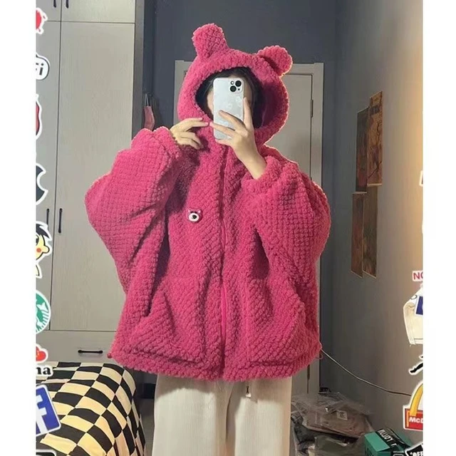 Moletom com capuz rosa estilo menina japonesa macia Kawaii - Loja de moda  Kawaii