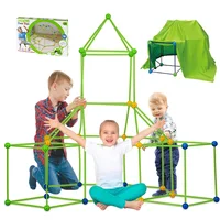 Kids Diy Construction Fort Building Kit 3D Play Tent House Sticks Design Building Blocks Tools Assemble Toys Children Gifts 1