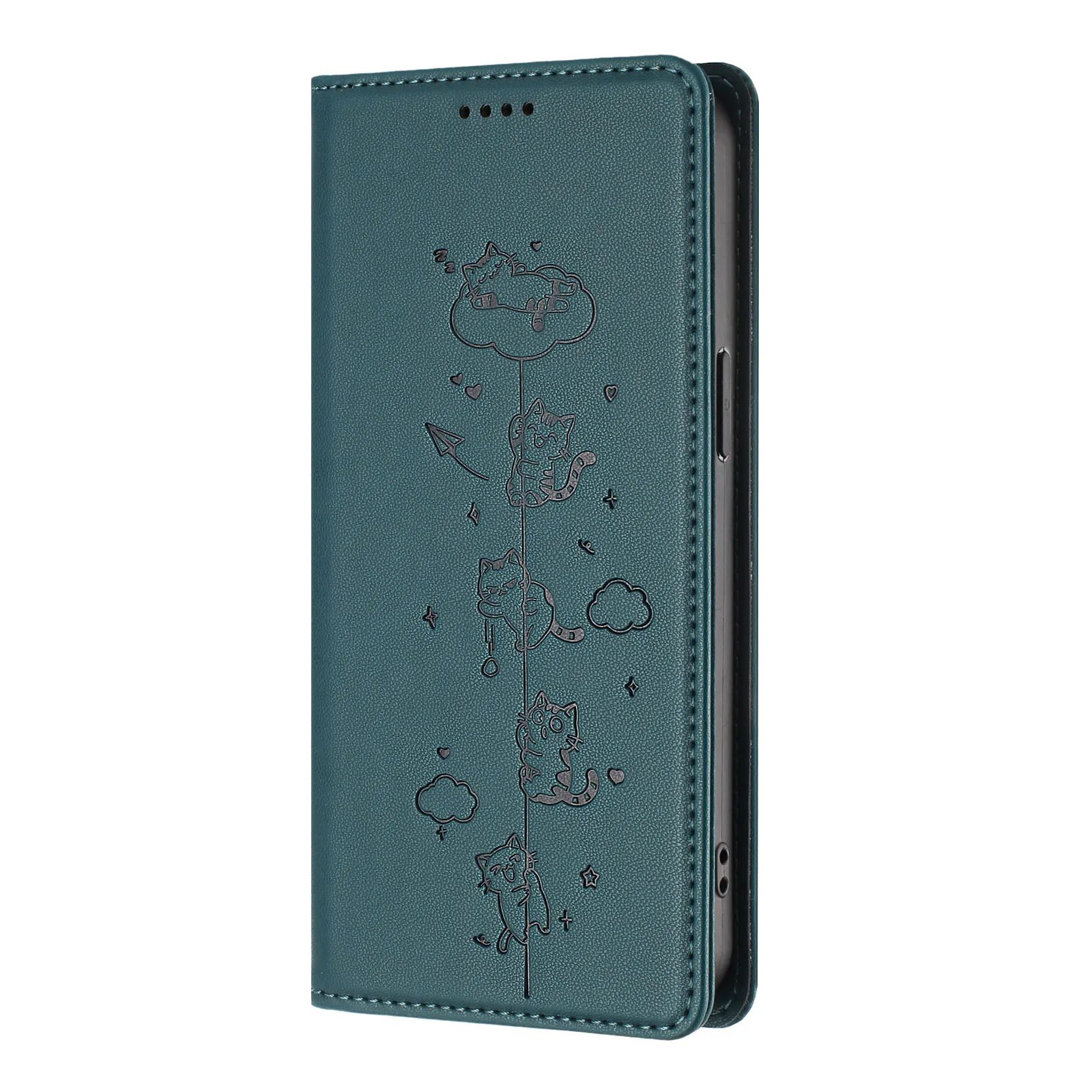 Chic Cat Phone Case: Magnetic Leather Flip Cover with Card Holder