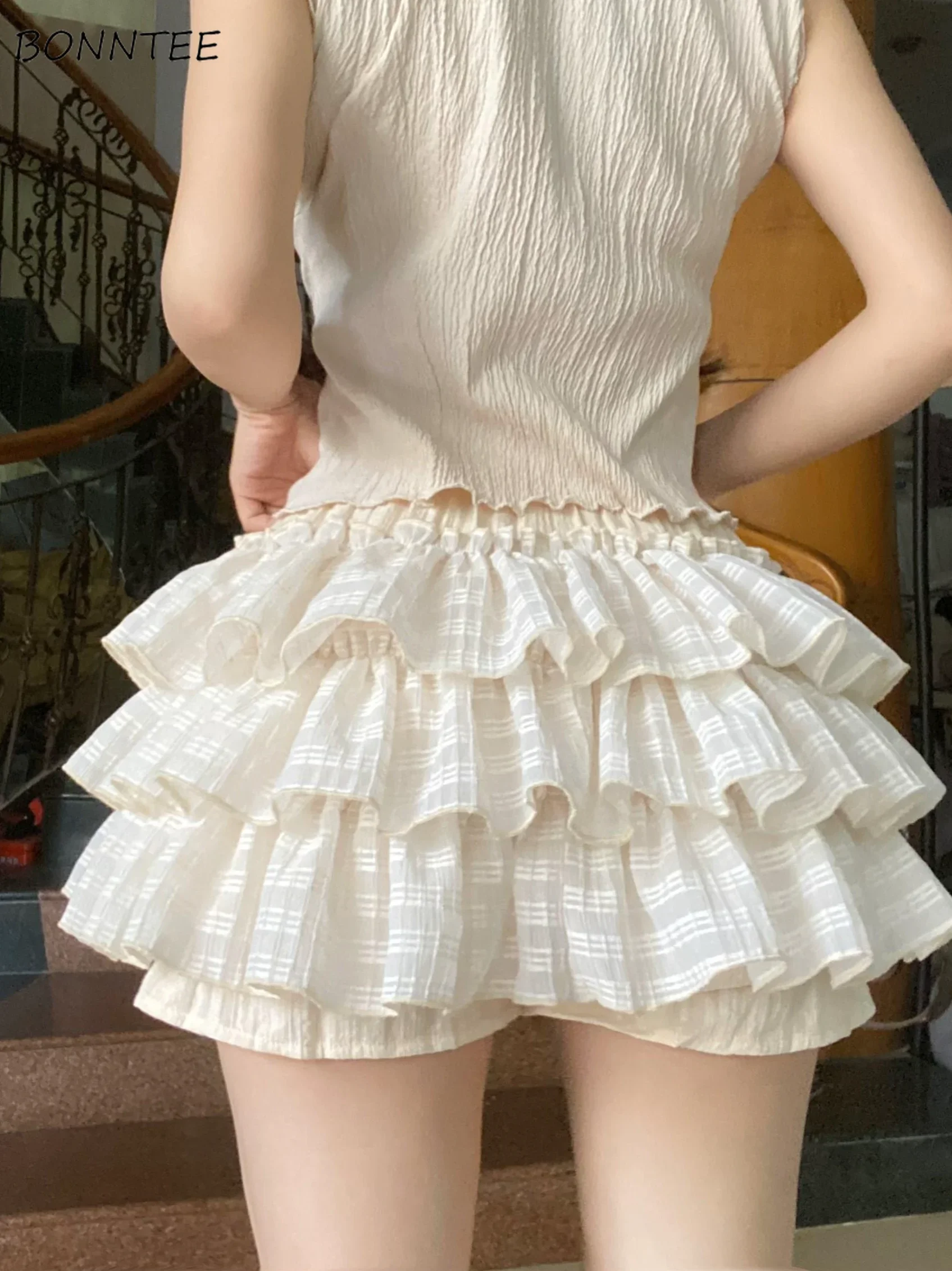 Gonne Donna Mini Lovely Party Club Chic Schoolgirls Lolita Style Cozy Slim All-Match Summer Fashion Faldas Mujer Ruffles Z490