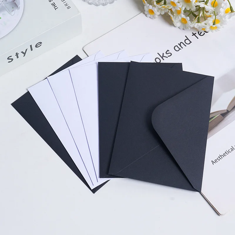 50pcs White/Black Envelope Business Supplies 120g Paper 16x11cm Postcard Giftbox Message Packaging Invitation Wedding Stationery