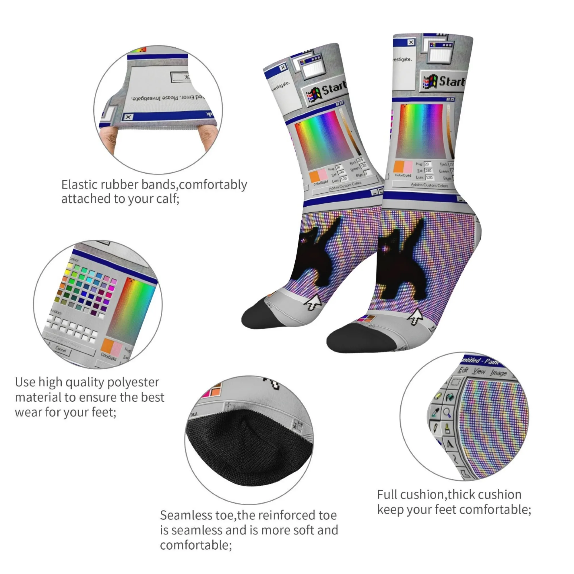 Cyber ​​Retro Malfunction Pop-Up Men's Socks - Nostalgic Casual Party Gift