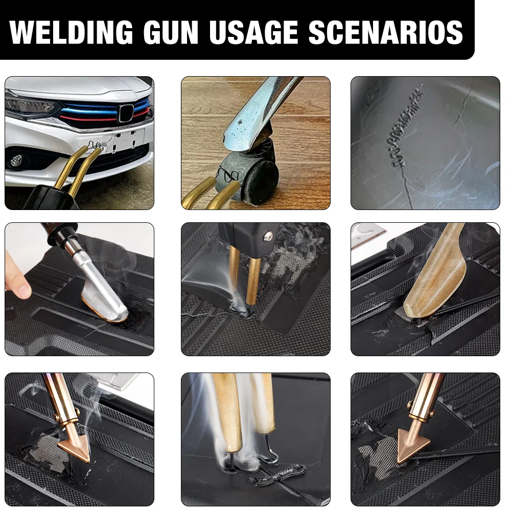 Plastic Welding Kit 100W Plastic Welding Machine Thermal Stapler Electric Soldering Iron Car Bumper Repair Kit PVC Portable Home Garage Welding Tool