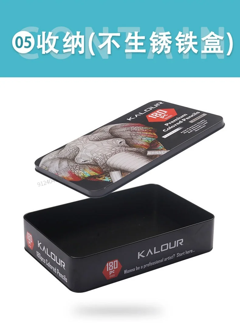 KALOUR 180 Farben Ölfarbstifte Einzigartige Farbstifte in Eisenbox Professionelles Zeichenstift-Set für Schulbedarf und Kunstbedarf. – Detail 9